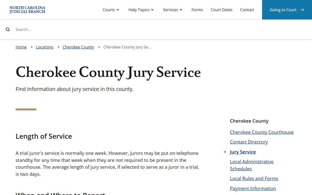 Cherokee County Clerk of Superior Court jury service information