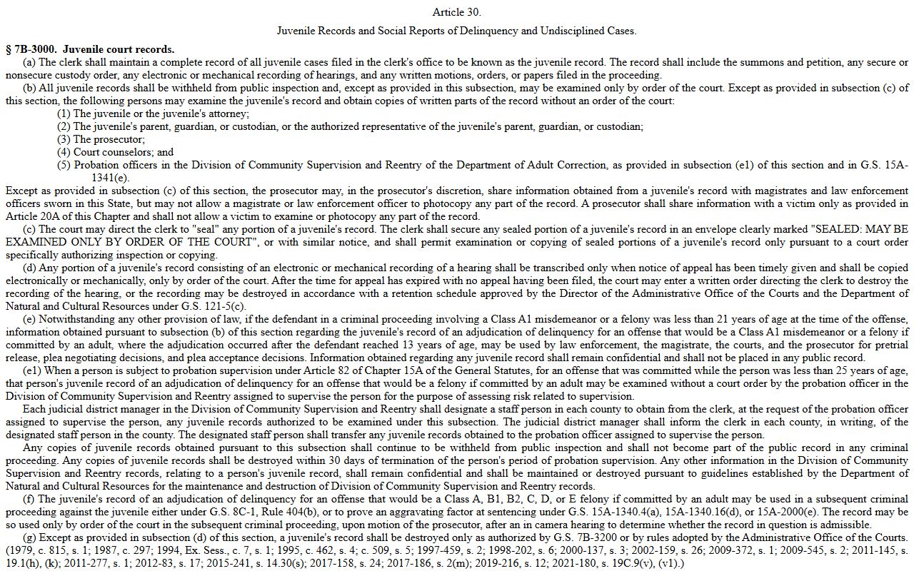 Cherokee County arrest records and court charges juvenile confidentiality statute
