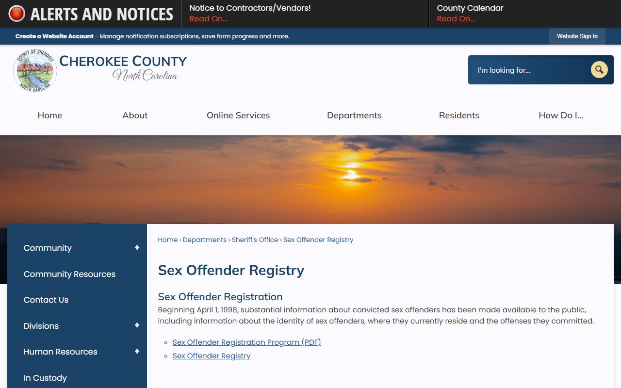 Cherokee County arrest records and court charges sheriff sex offender registry page