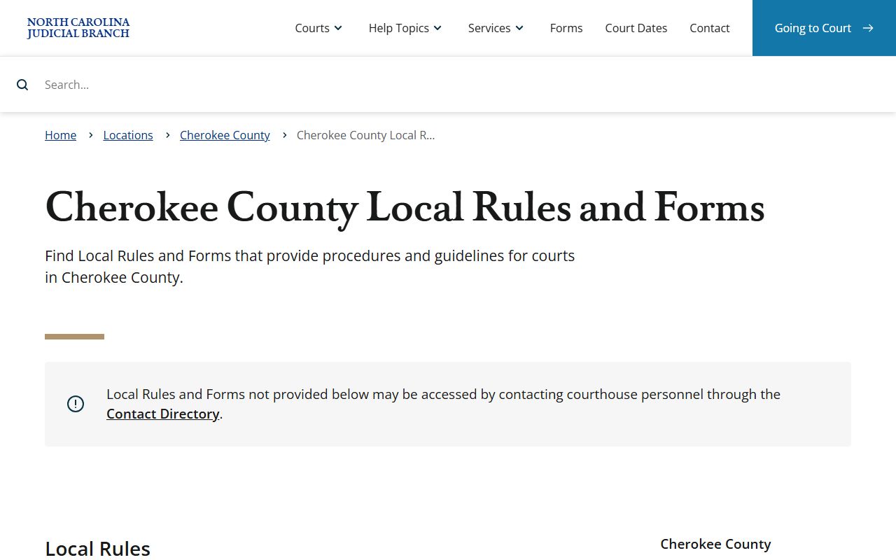 Cherokee County court dockets local rules and forms