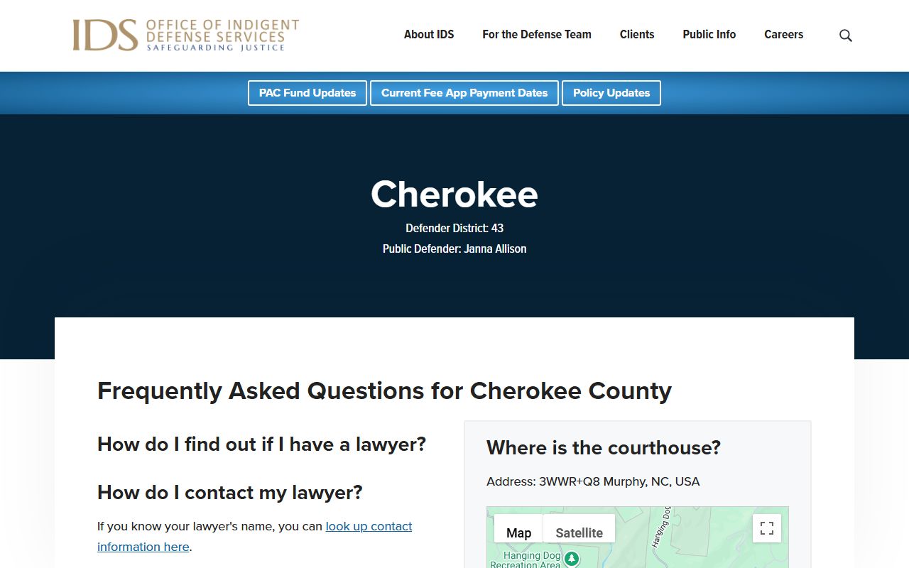 Cherokee County criminal court records indigent defense services