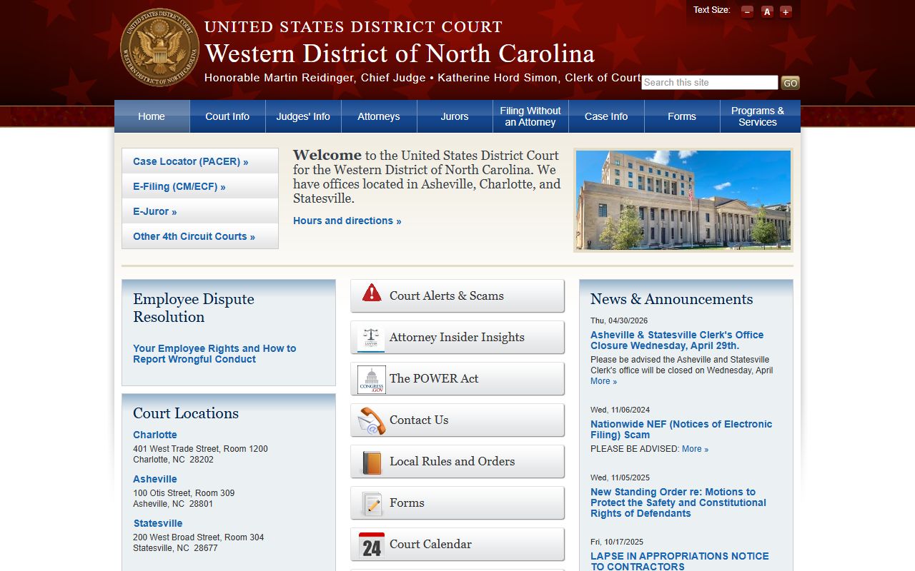 Cherokee County Superior Court federal Western District of North Carolina source