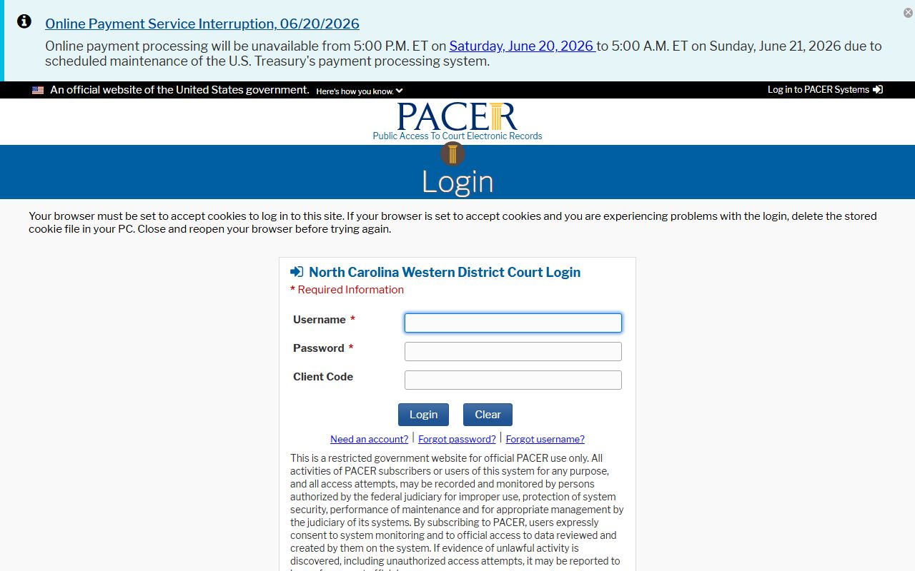 Cherokee County Superior Court Western District CM ECF query