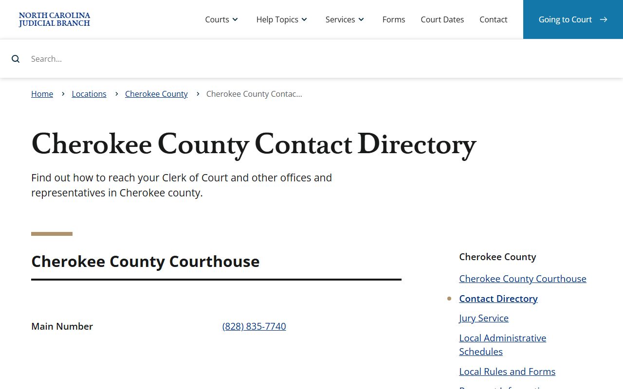 Cherokee County court records contact directory