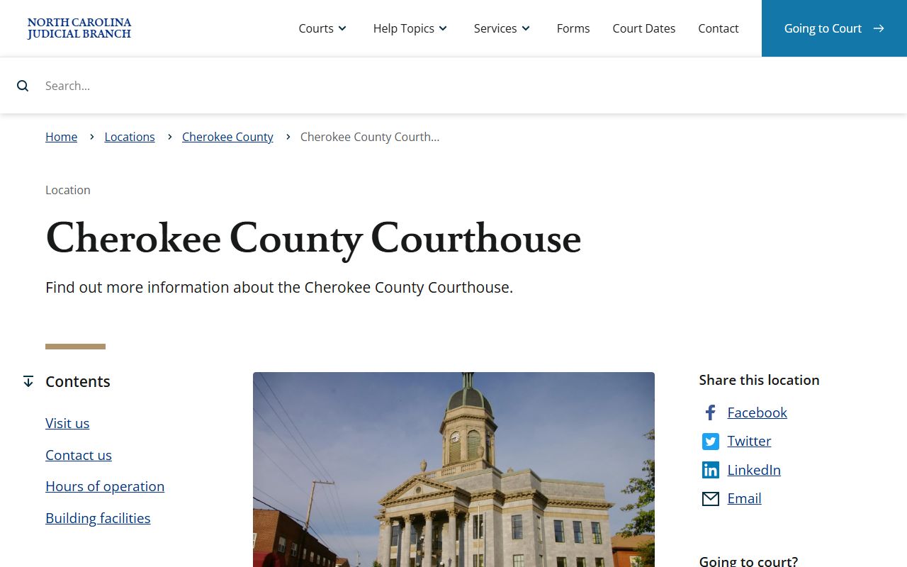 Cherokee County court records courthouse page