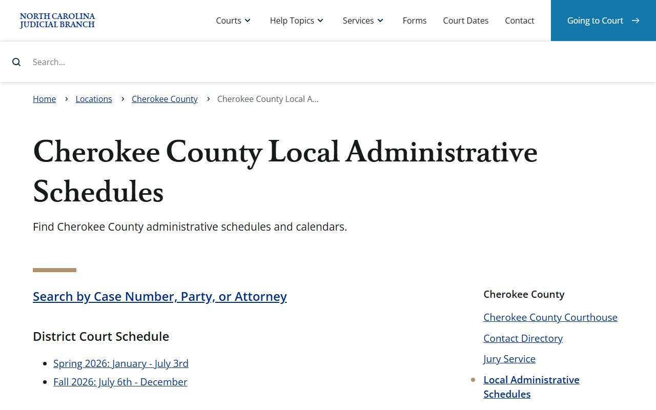Cherokee County court records local administrative schedules