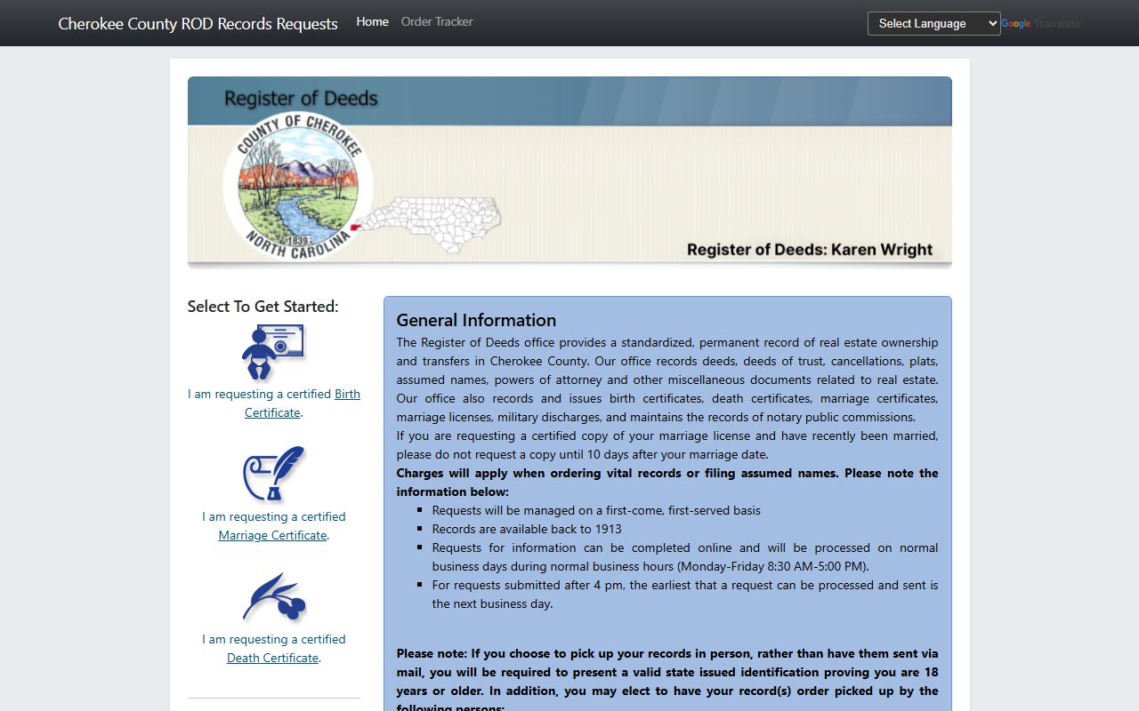 Cherokee County marriage records Permitium request portal