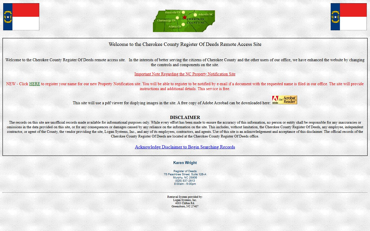 Cherokee County marriage records Register of Deeds remote access