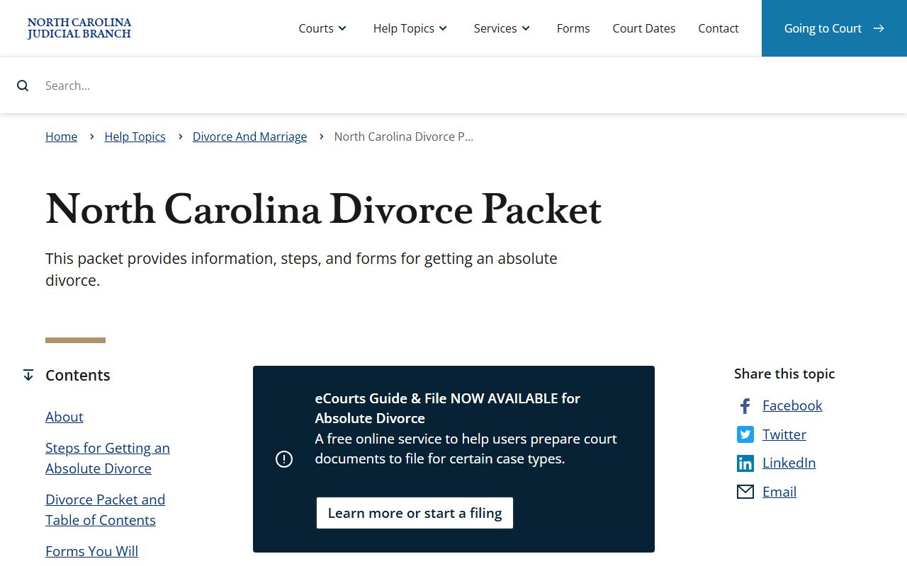 Cherokee County divorce records North Carolina divorce packet