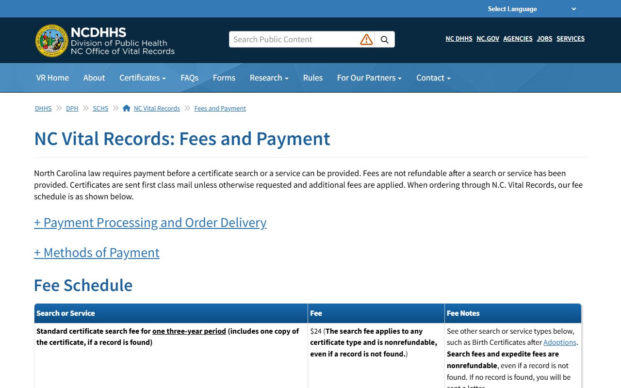 Cherokee County probate records NC Vital Records fees