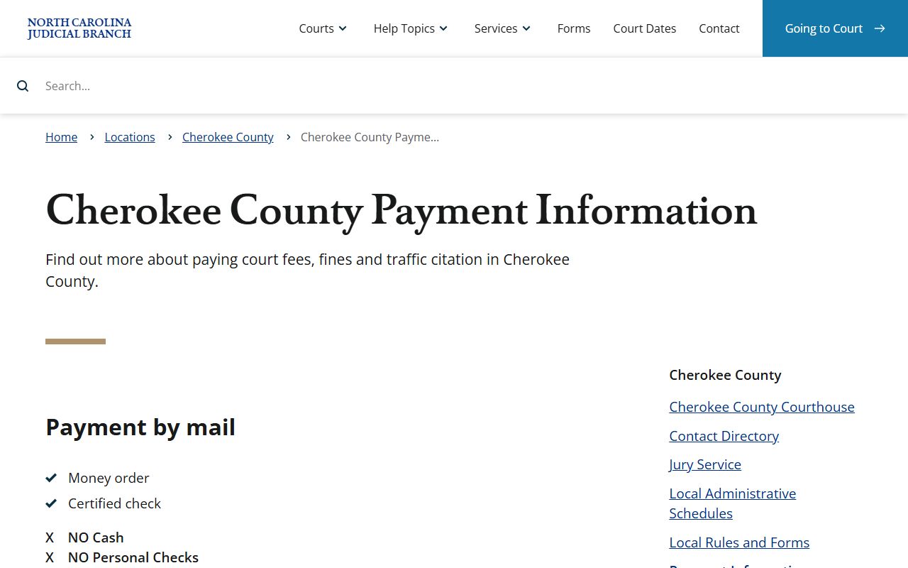 Cherokee County traffic court records payment information