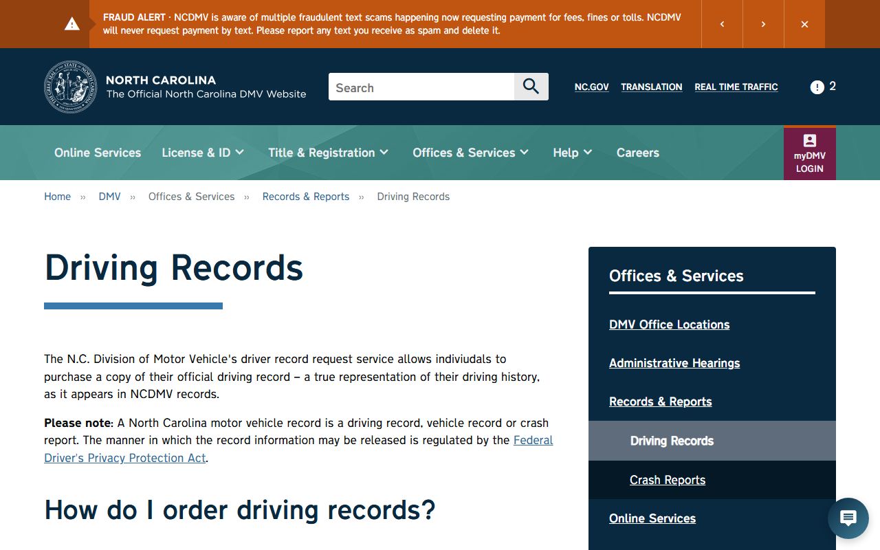 Cherokee County traffic court records NCDMV driving records